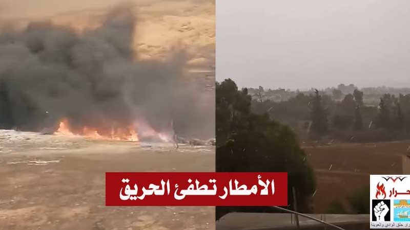 بالفيديو / أمطار غزيرة تطفئ حريقا في جبل سيدي ثابت “الحمد لله”